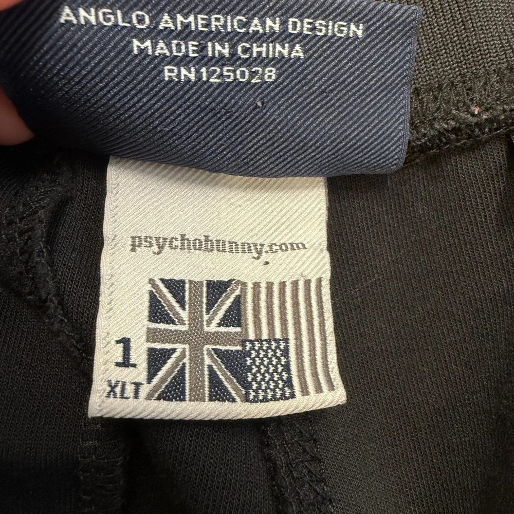 Psycho Bunny Sweatpants Jogger Mens Size 1 XLT Black Side Striped Track Lounge